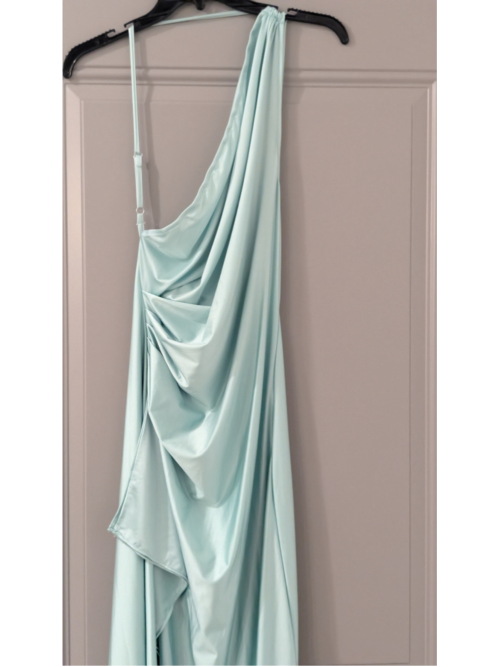 Women's OYS One Shoulder Satin Dress Green Size S - Picture 7 of 14